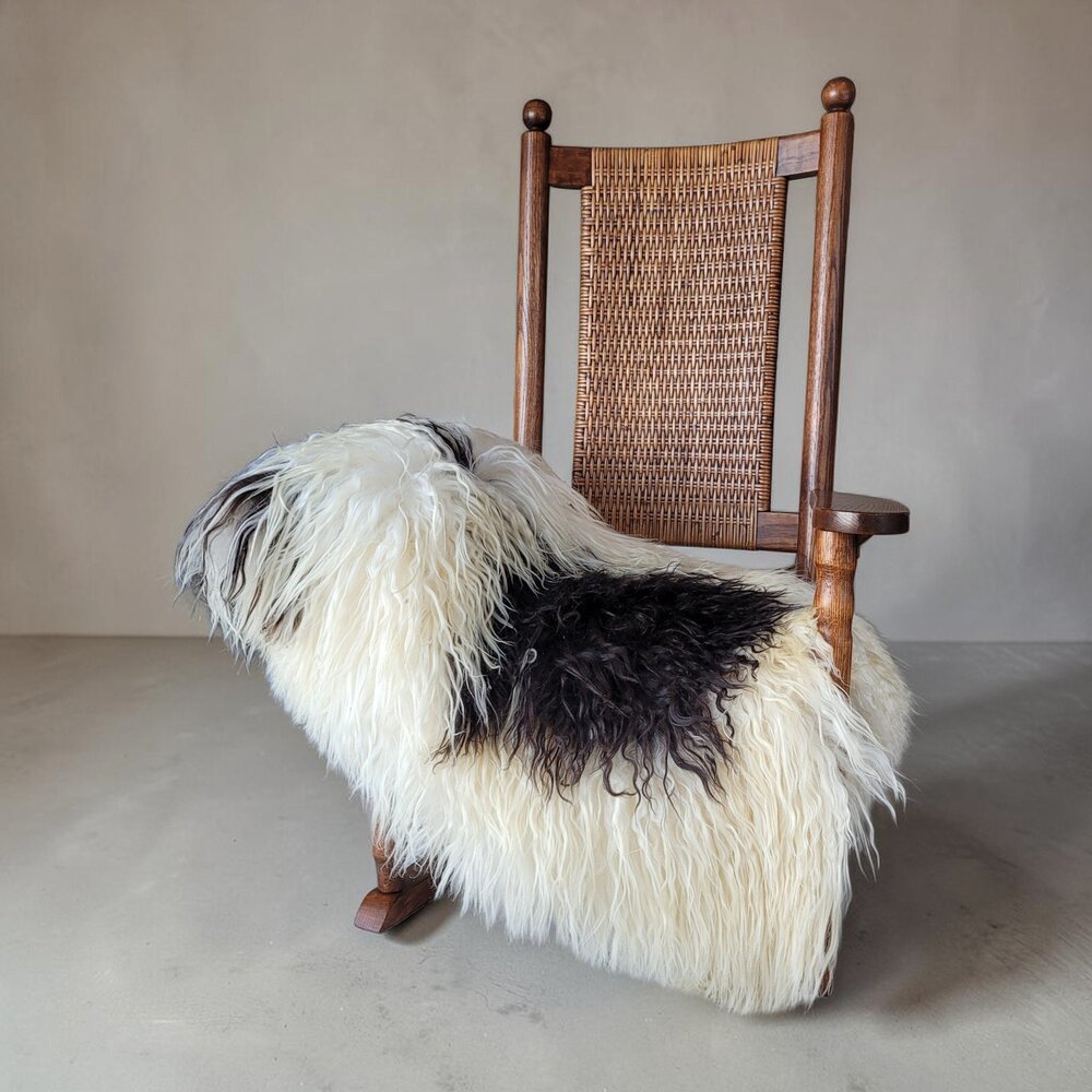 Spotted Icelandic Sheepskin - Curly Long Wool 47" x 32"